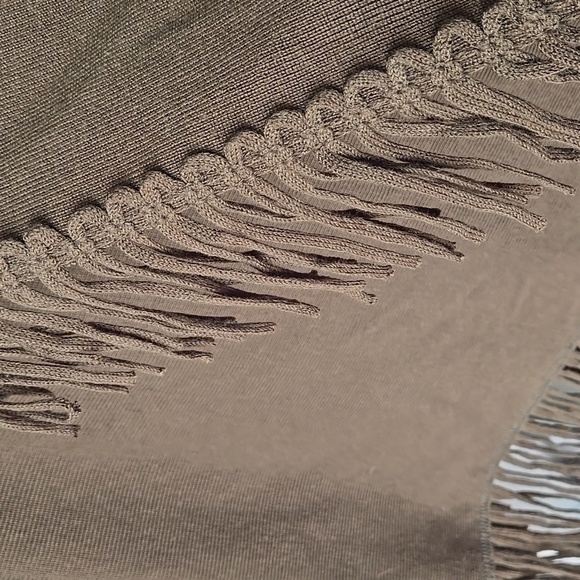 Coldwater Creek Olive Green Fringe Poncho - Picture 2 of 5